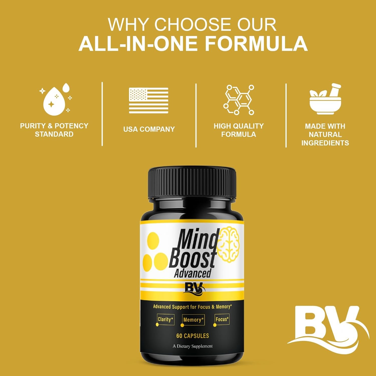 BLUE VIBE Mind Boost Premium Health & Wellness Nootropic Supplement, MindBoost Advanced All Natural Health Management & Overall Wellness Support Supplement Formula Pills (2 Pack - 120 Capsules) - Image 4