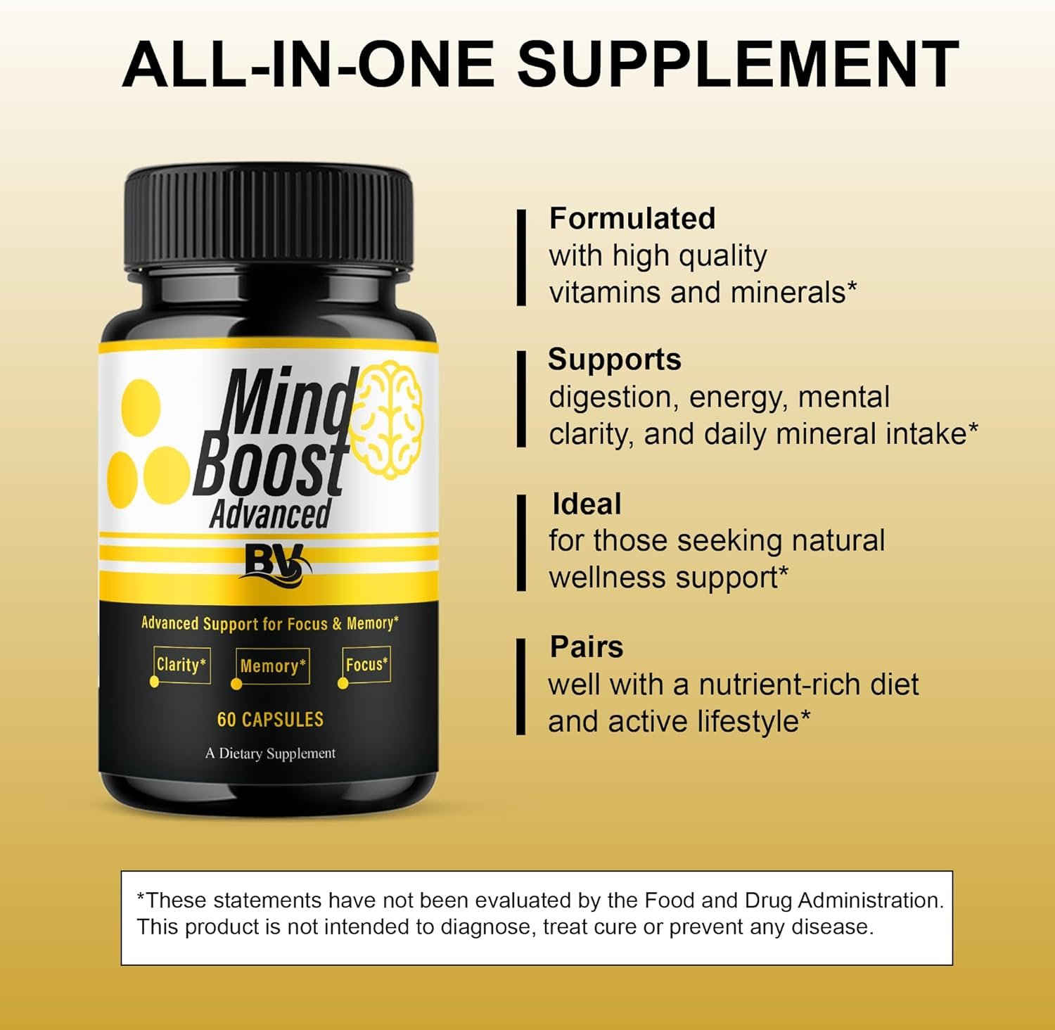 BLUE VIBE Mind Boost Premium Health & Wellness Nootropic Supplement, MindBoost Advanced All Natural Health Management & Overall Wellness Support Supplement Formula Pills (2 Pack - 120 Capsules) - Image 7