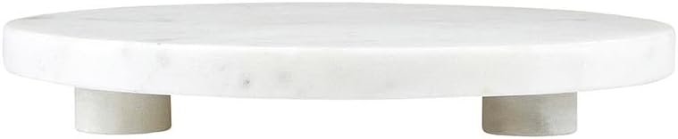 Santa Barbara Design Studio Marble Serving Board Strong Stone Round Footed Tray, 10" Diameter, White - Image 3