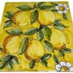 Handmade Italian Ceramic Tile with Lemons â€“ Decorative Mediterranean Wall Art, Authentic Hand-Painted Majolica, Kitchen & Backsplash Accent, 6x6 Inch