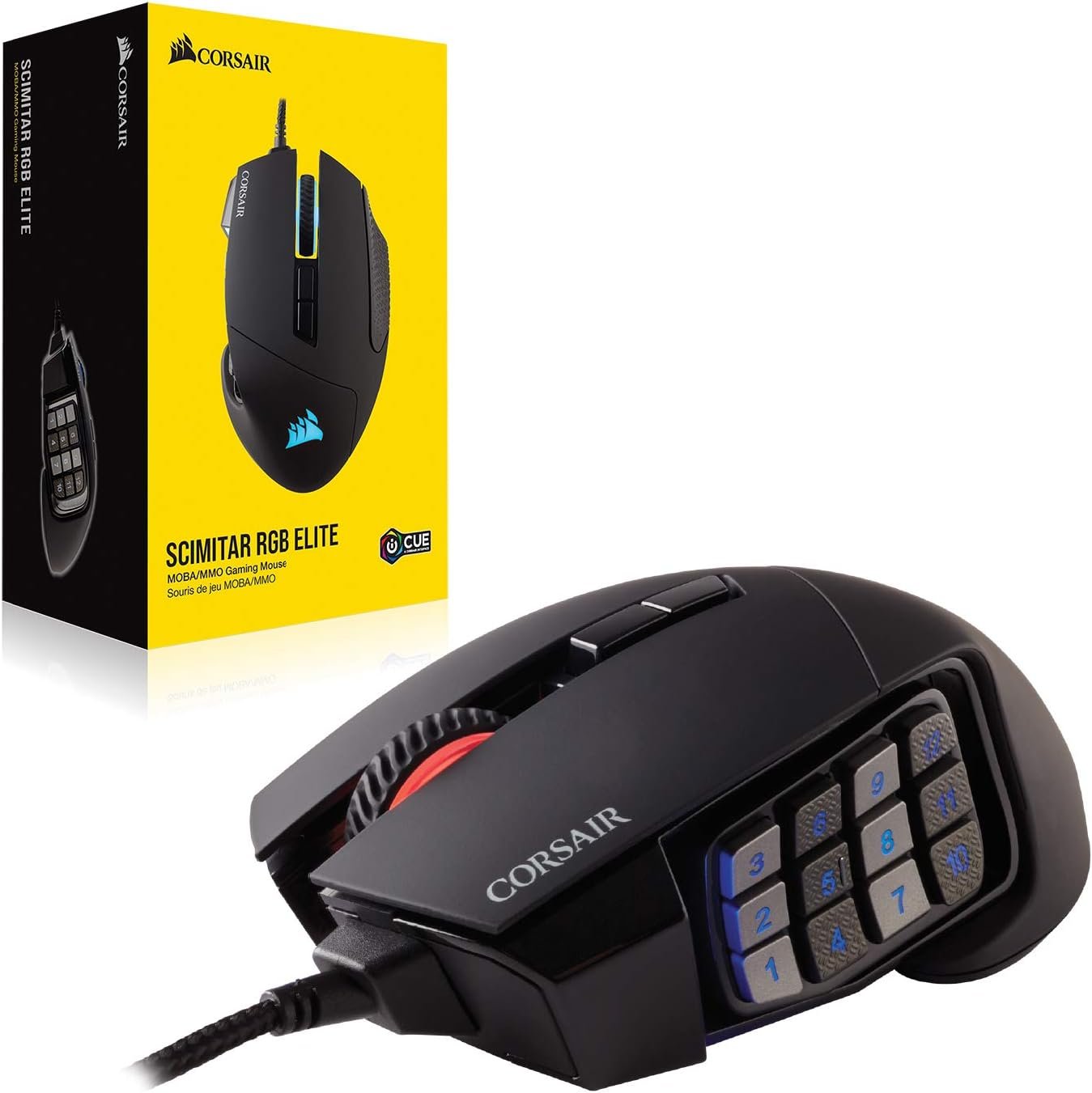 Corsair Scimitar RGB Elite Wired MOBA/MMO Gaming Mouse – 18,000 DPI – 17 Programmable Buttons – iCUE Compatible – PC, Mac, PS5, PS4, Xbox – Black - Image 8