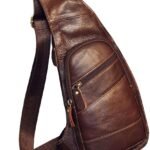KPYWZER Vintage Leather Sling Bag Backpack for Men Crossbody Shoulder Chest DayPack Backpacks