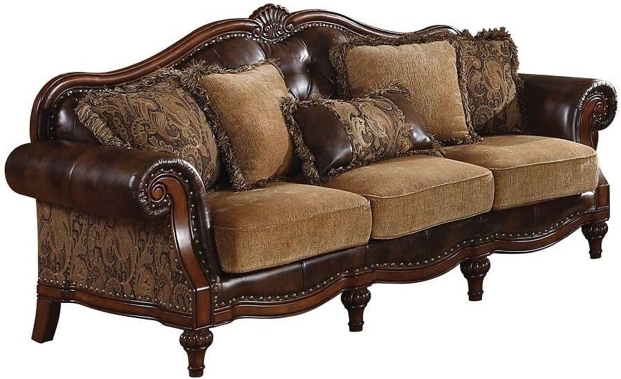 Brand 4-Piece Formal Living Room Set: Luxury Sofa, Loveseat, Single Chair and Coffee Table - Brown and Chenille - Image 2