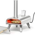 BIG HORN OUTDOORS 12" Dual Fuel Pizza Oven – Electric & Wood Pellet, Indoor & Outdoor High-Temp Pizza Maker (1000°F) with Pizza Stone for Wood-Fired Flavor