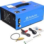 TOAUTO A2 PCP Air Compressor, Auto-Stop, Portable 4500Psi/30Mpa, Oil/Water-Free, 8MM Quick-Connector HPA Compressor for Paintball/PCP Air Rifle/Scuba Tank, Powered by Home 110V AC or 12V Car DC（Blue）