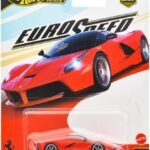 Hot Wheels Red Ferrari LaFerrari Euro Speed Car Culture Series 1:64 Scale Collectible Die Cast Metal Toy Car Model with Rubber Real Riders 3/5