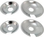 KITCHEN BASICS 101 Made in the USA 715877 and 715878 Replacement Range Cooktop Drip Pans for Jenn Air - Includes 2 6-Inch and 2 8-Inch Pans, 4 Pack