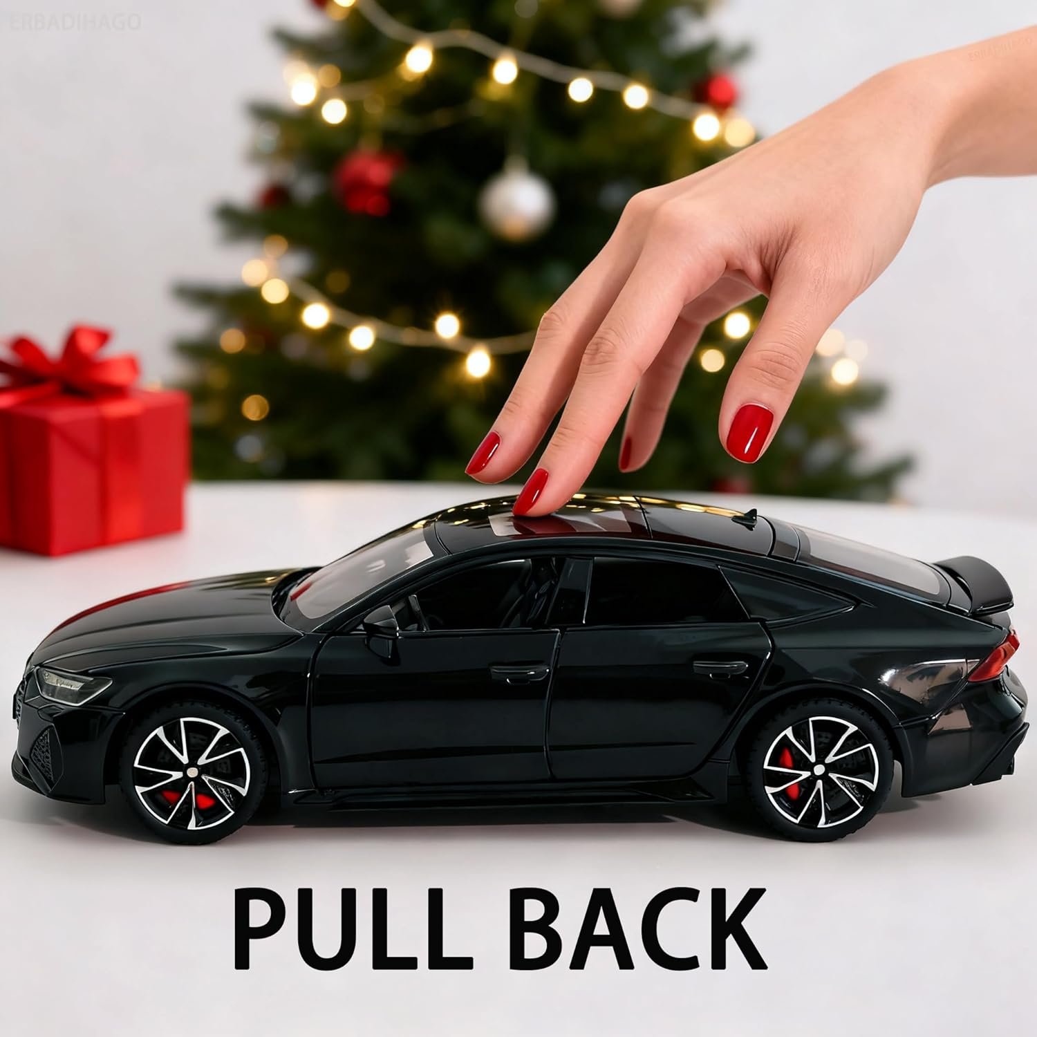 Toy car 1/32 Audi RS7 Sportback Performance Metal Model Car Pull Back Car Toys with Light and Sound Toys Car Collectible Model for Boy (Black) - Image 3