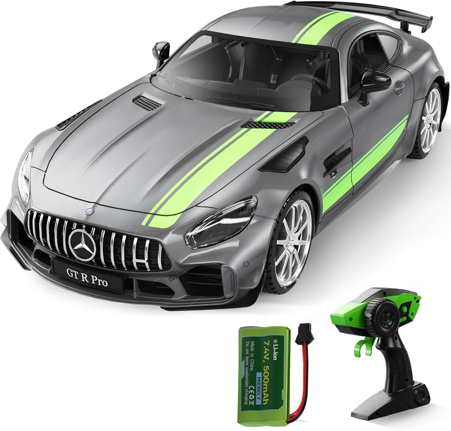MIEBELY Remote Control Car, Mercedes Benz 1/16 Scale Official Authorized GT R Pro Rc Cars 7.4V 500mAh Rechargeable Battery 2.4Ghz Rc Drift Cars W/LED Toy Car Birthday Gift for Boys Kids Adults Age 6+