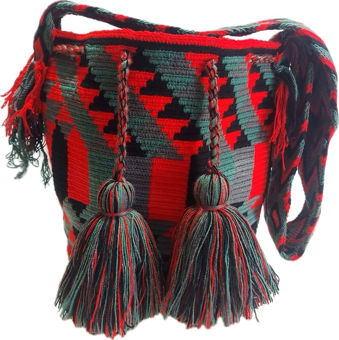 Handmade Wayuu Crochet Tote Bag, Woven Mochila, Colombian Tribal Bag, Beach Bag Canvas tote bag for women