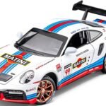Toy Cars for 911 GT3 RS RSR Turbo S, 1:32 Alloy Diecast Model Cars,Pull Back Car Toy with Light and Sound Gift Sports Race Car for Boys Age 3+ Gifts White