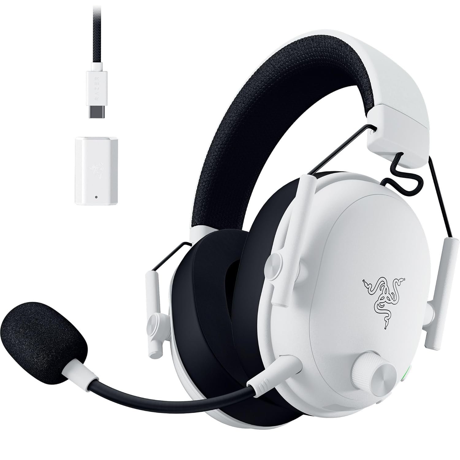 Razer BlackShark V3 Wireless Gaming Headset for PC: 50mm Drivers - Super Wideband Mic - 2.4 GHz, Bluetooth, USB - Works with Mac, PS5, Nintendo Switch, Smartphone - 70 Hr Battery - White