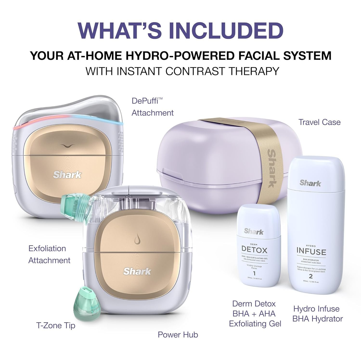 Shark FacialPro Glow at-Home Hydro-Powered Facial System with DePuffi Hot & Cold Therapy – Professional Spa Skincare Device for Pore Cleansing, Hydration, & Radiant Glow, Blue, FH320 - Image 14