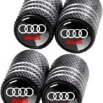 Tire Valve Stem Caps for Audi S3 A3 RS3 A4 A5 A6 A7 RS7 A8 Q3 Q5 Q7 R8 Metal Car Wheel Air caps Auto Valve Stem Caps Accessories 4 Pcs Black