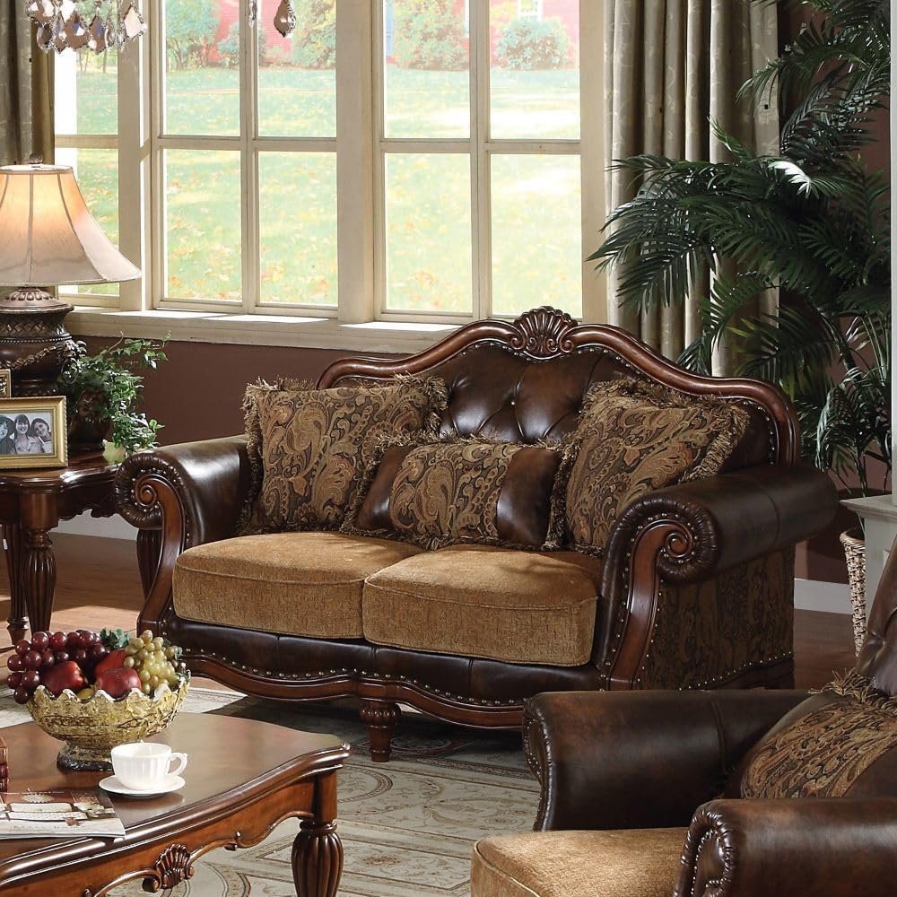 Brand 4-Piece Formal Living Room Set: Luxury Sofa, Loveseat, Single Chair and Coffee Table - Brown and Chenille - Image 4