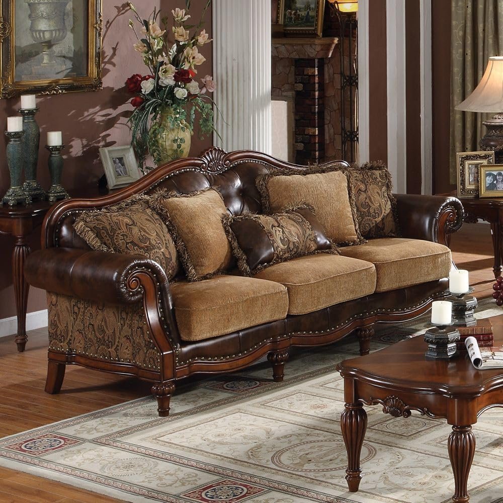 Brand 4-Piece Formal Living Room Set: Luxury Sofa, Loveseat, Single Chair and Coffee Table - Brown and Chenille - Image 3