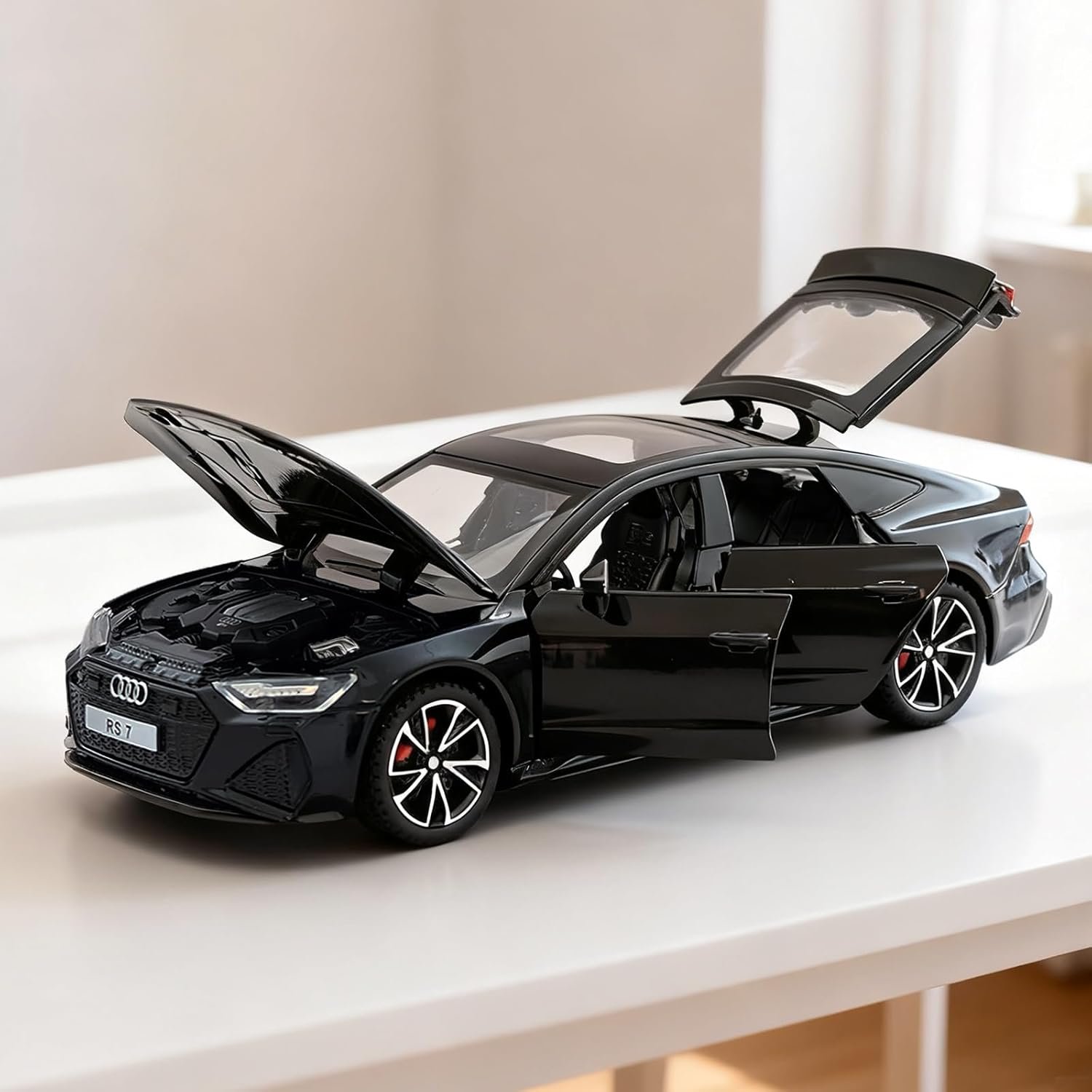 Toy car 1/32 Audi RS7 Sportback Performance Metal Model Car Pull Back Car Toys with Light and Sound Toys Car Collectible Model for Boy (Black) - Image 5