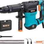 Berserker 1300W 12-Pound SDS-Max Demolition Jack Hammer, 1-9/16" 11-Amp Small Corded Electric Demo Chipping Hammer for Floor Tile Removal, Concrete Breaker with Carrying Case & 2 Chisels