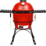 Kamado Joe Classic Joe Series II 18-inch Ceramic Charcoal Grill and Smoker with Cart, Side Shelves, Stainless Steel Grates and 250 Cooking Square Inches in Red, Model KJ-23RHC