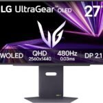LG 27GX790A-B 27-inch Ultragear OLED Gaming Monitor QHD 1440p 480Hz, 0.03ms, DisplayPort 2.1, True Black 400, NVIDIA G-Sync, AMD FreeSync Premium Pro, HDMI, USB, Tilt/Height/Swivel/Pivot Stand, Black