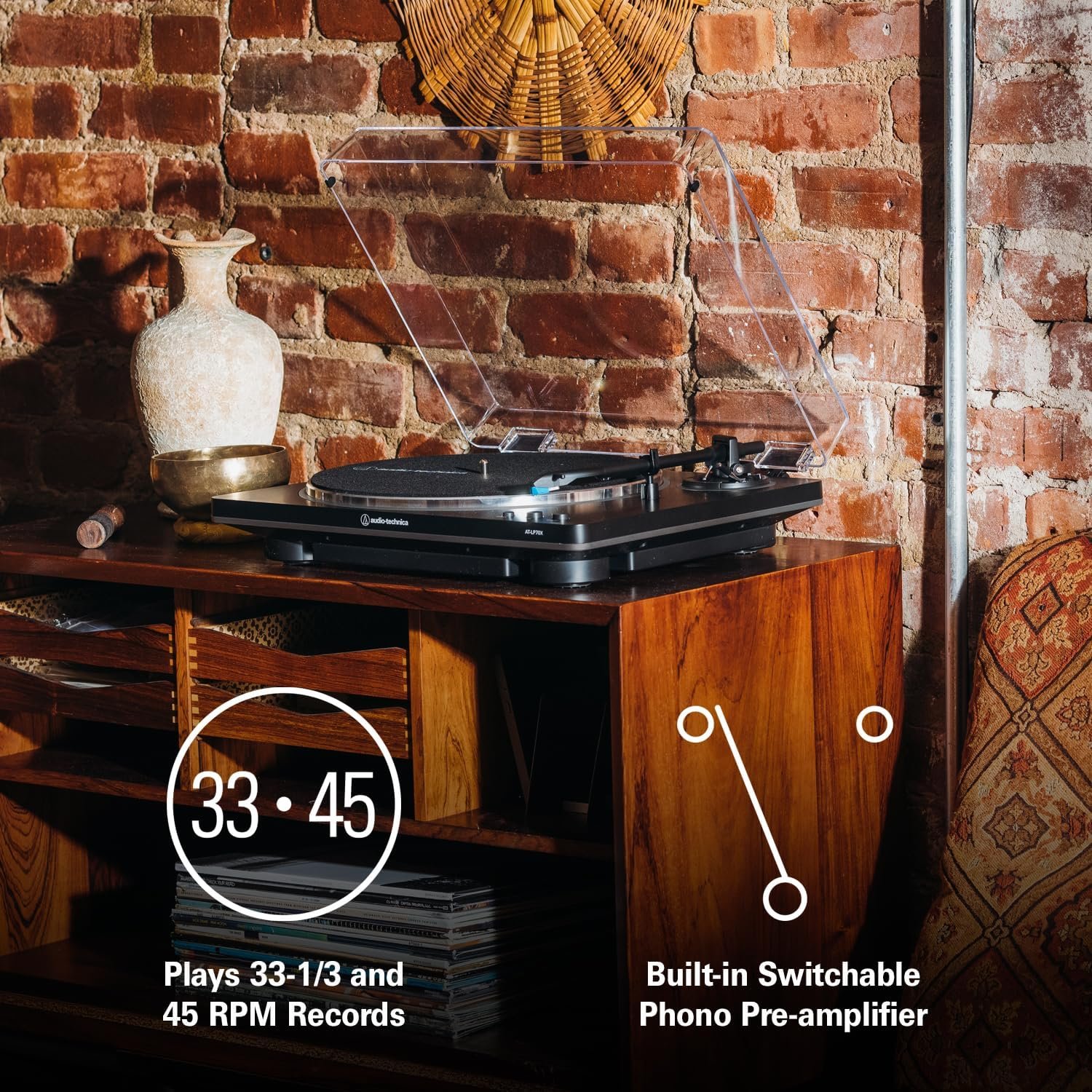 Audio-Technica AT-LP70X Automatic Turntable (Black/Grey) - Image 6