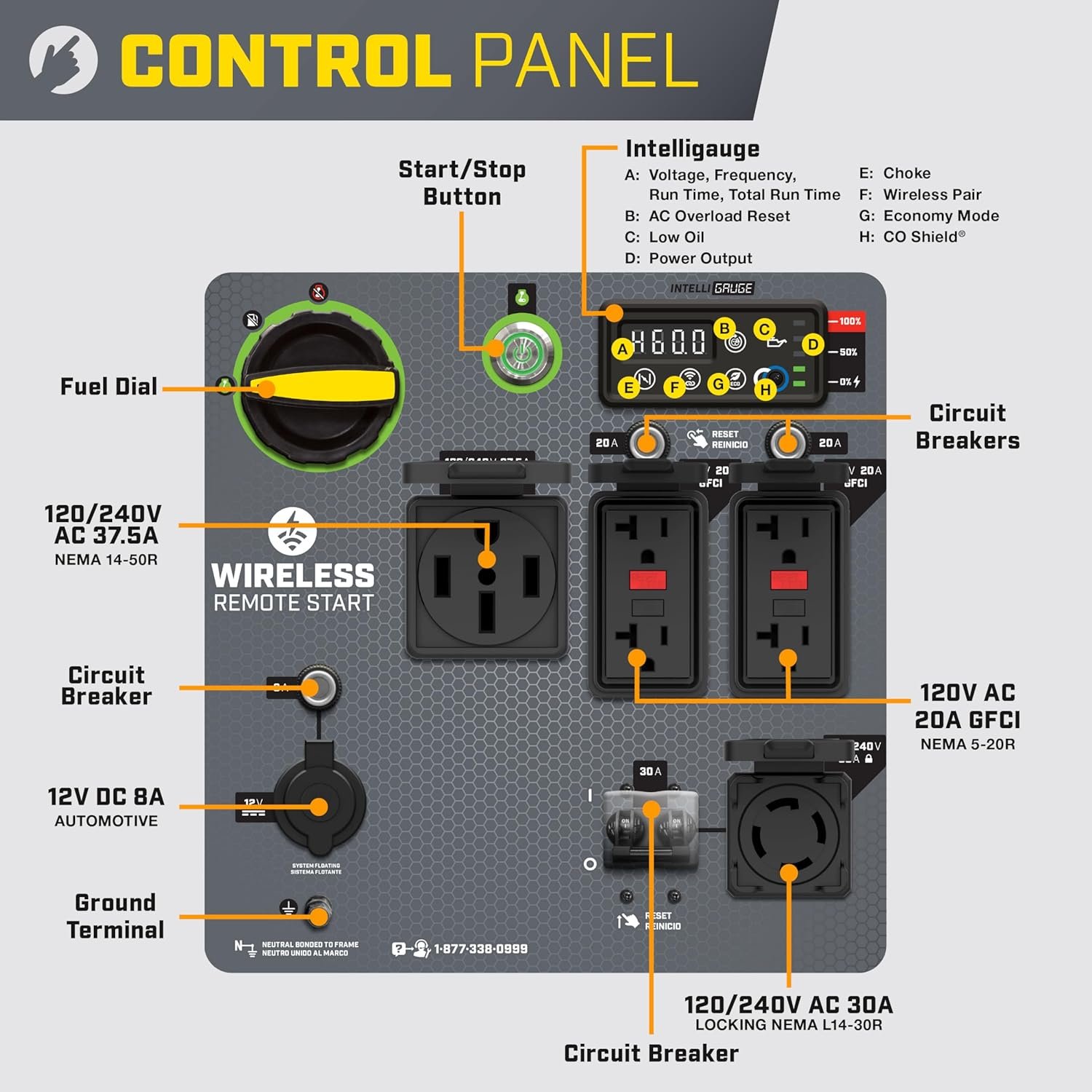 Champion Power Equipment 11,000-Watt Wireless Remote Start Home Backup Portable Inverter Generator with Quiet Technology and CO Shield - Image 3