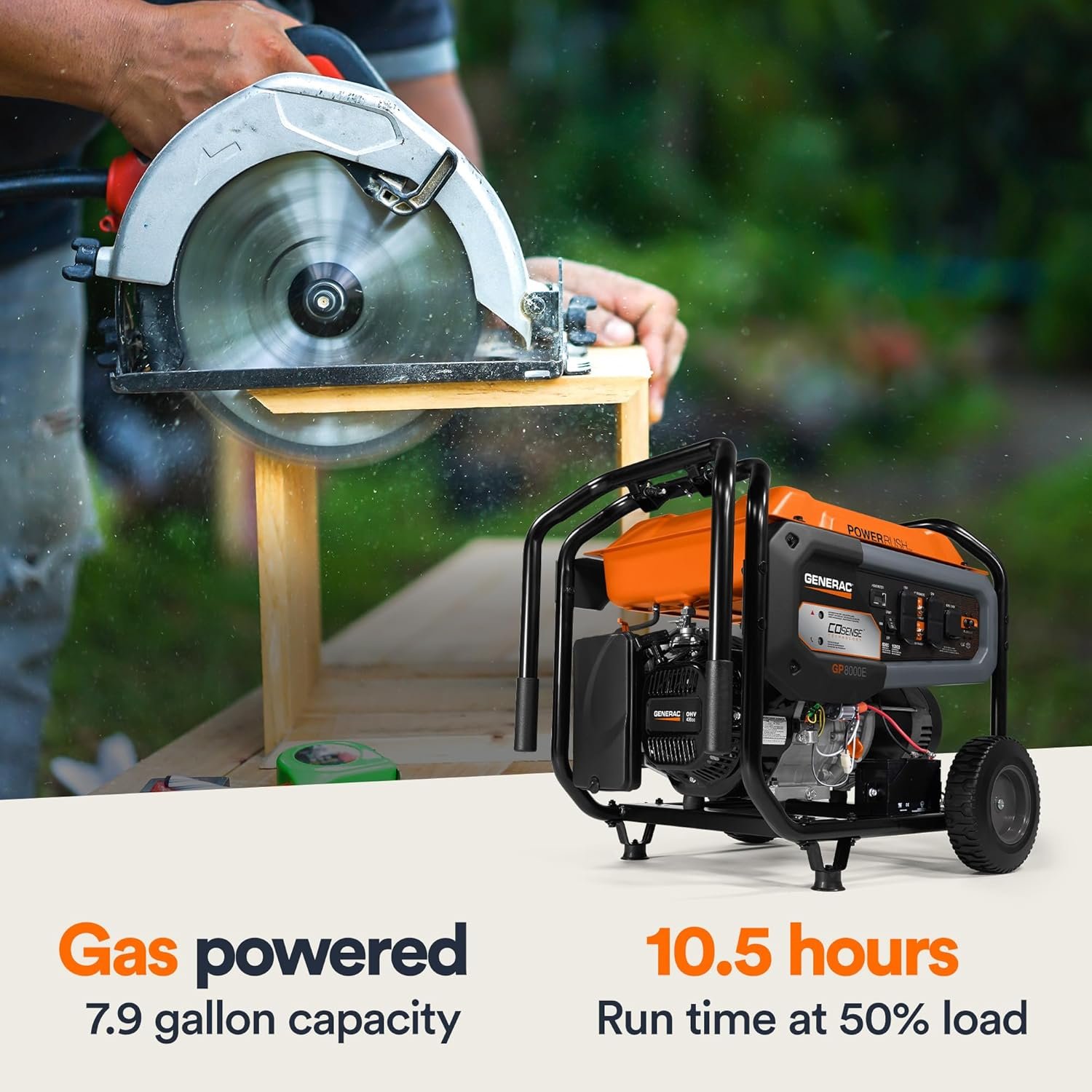 Generac 10,000 Starting Watt Portable Gas Generator - Electric Start - Home Backup or RV Ready - Heavy Duty Frame - Quiet, Long Runtime, Emergency Power - 49-State Compliant - Image 4