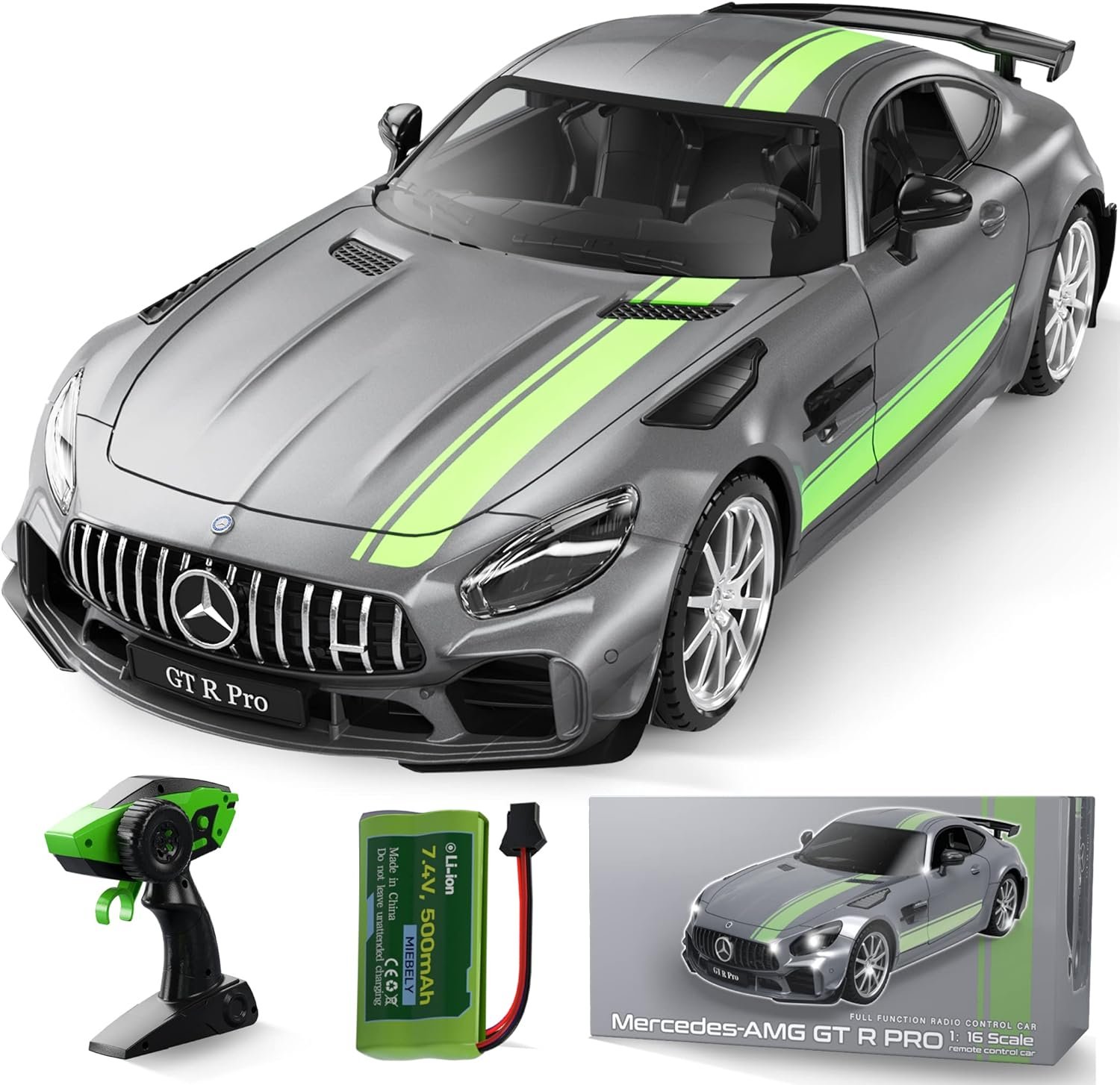 MIEBELY Remote Control Car, Mercedes Benz 1/16 Scale Official Authorized GT R Pro Rc Cars 7.4V 500mAh Rechargeable Battery 2.4Ghz Rc Drift Cars W/LED Toy Car Birthday Gift for Boys Kids Adults Age 6+ - Image 8