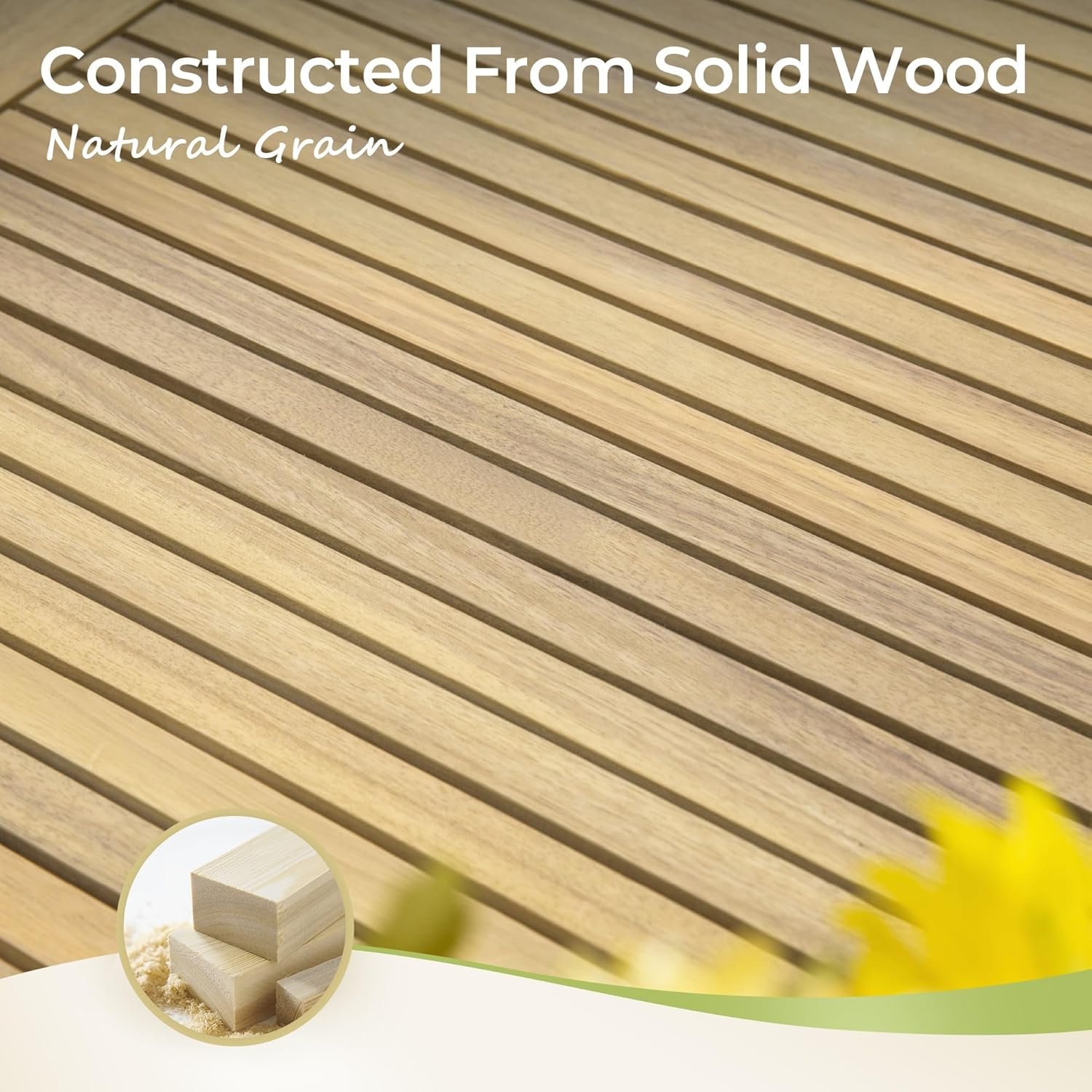 Acacia Wood Outdoor Dining Set, 7 Pieces Patio Dining Table and Chairs Set, Expandable Dining Table(1.97" Umbrella Hole) and 6 Wooden Chairs, Patio Furniture Set for Deck Poolside Backyard - Image 2