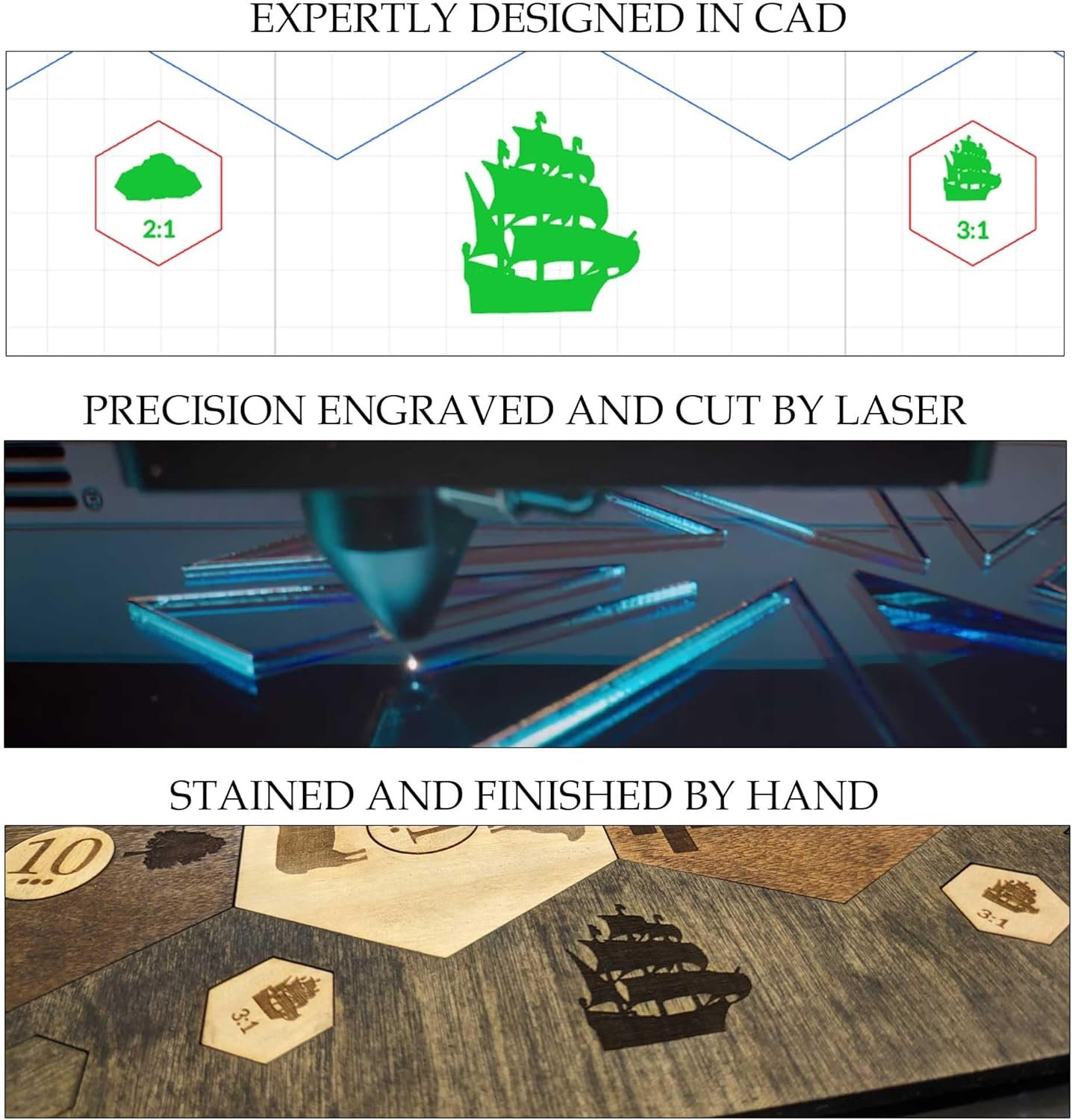 Custom Wood Settler Game Board - 2-4 Players | Main Board Natural Frame | Compatible with Settler's of Catan - Image 6