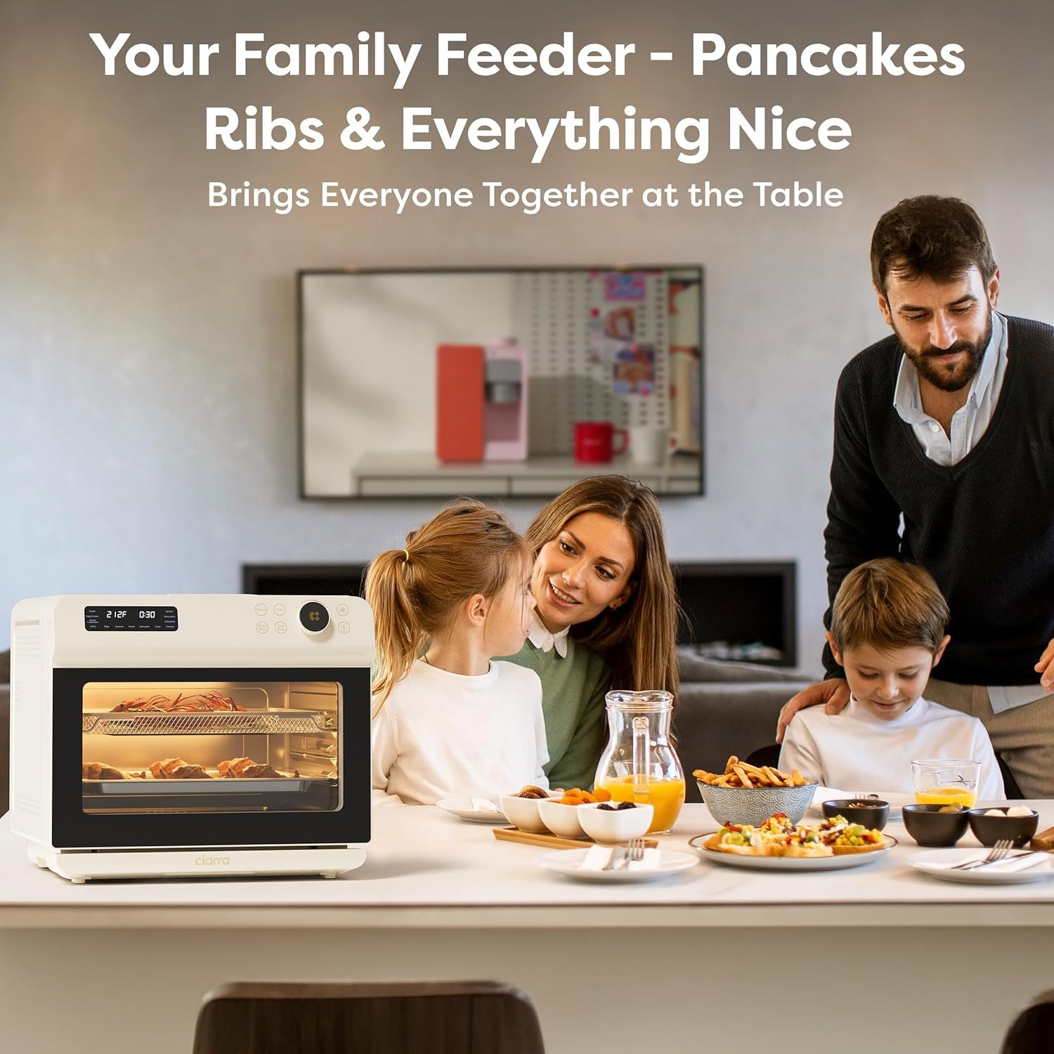 CIARRA 12-in-1 Countertop Steam Oven with Air Fryer, 25.4QT Steam Air Fryer Combo Nosh Oven Pro - Convection Toaster, Bake, Self-Clean, Dehydrate, Ferment, White - Image 7