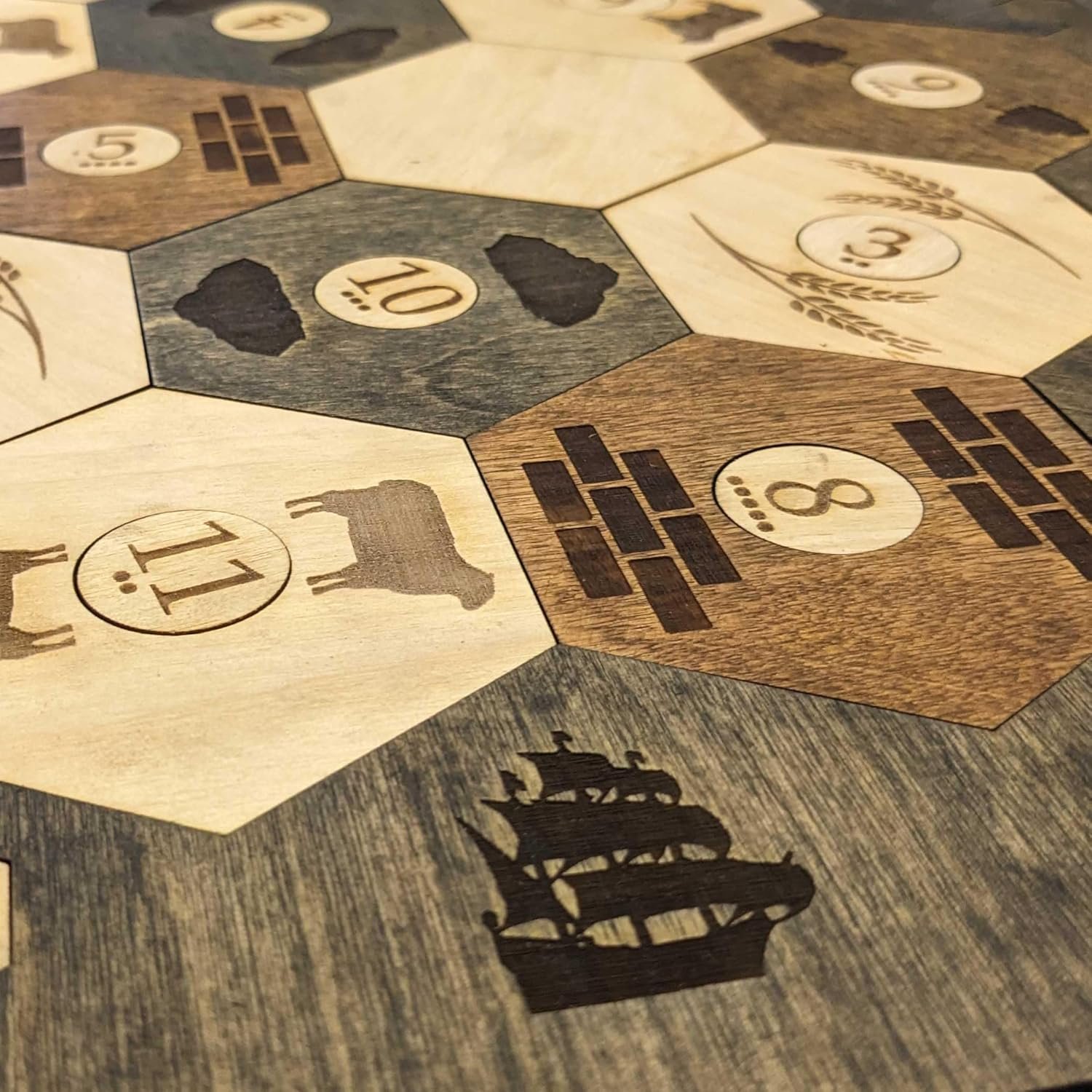 Custom Wood Settler Game Board - 2-4 Players | Main Board Natural Frame | Compatible with Settler's of Catan - Image 5