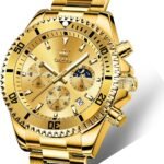 OLEVS Mens Watches Big Face Stainless Steel Waterproof Date Analog Quartz Watches Fashion BusinessWrist Watches for Men…