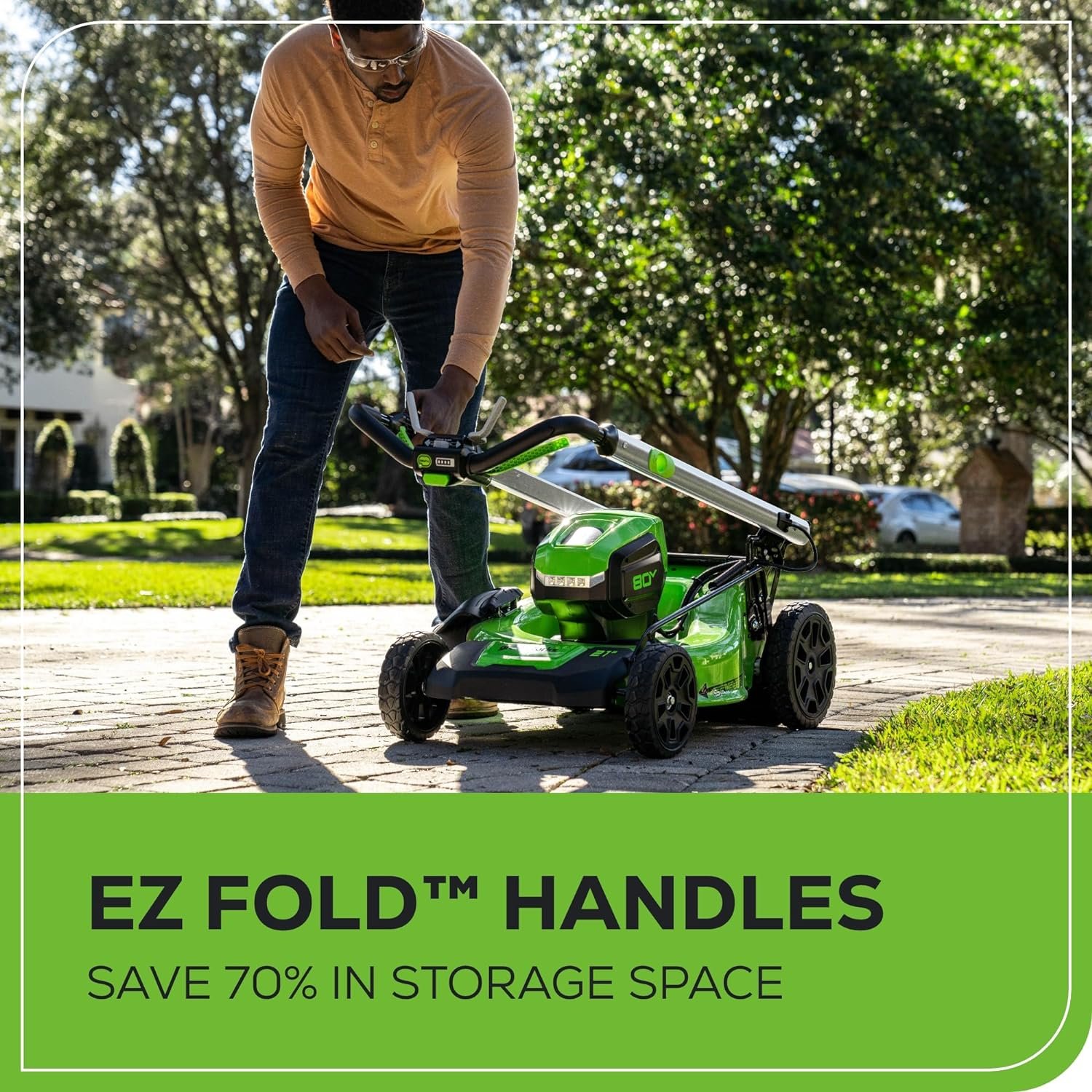 Greenworks 80V 21" Self-Propelled Cordless Lawn Mower – Brushless Motor, LED Lights, 4.0Ah Battery & Rapid Charger (75+ Compatible Tools) - Image 8