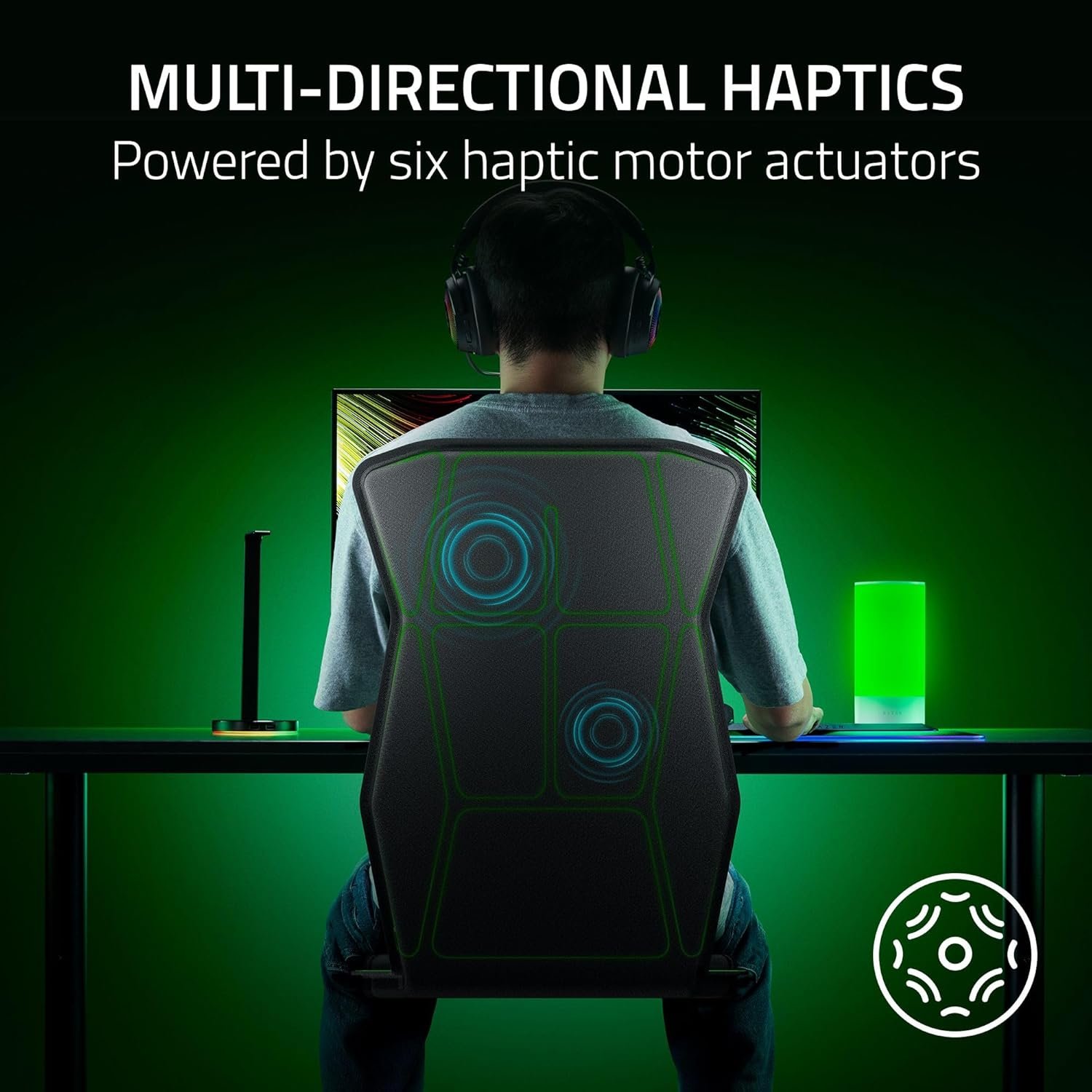 Razer Freyja HD Haptic Gaming Chair Cushion: Multi-Directional Haptics - Haptic EQ Customization via Razer Synapse - HyperSpeed Wireless & Bluetooth - Adjustable Strap for Universal Fit - Image 4
