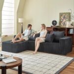 Boneless Couch for Living Room-102 Cloud Couch with Deep Seat,L-Shaped Comfy Sofa for Bedroom,Compressed Sofa in a Box,No Assembly Required(Corduroy,Grey)