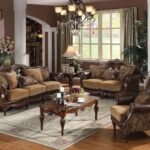 Brand 4-Piece Formal Living Room Set: Luxury Sofa, Loveseat, Single Chair and Coffee Table - Brown and Chenille