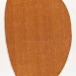 Modern Oval Shape Wool Rug - Irregular Shaped with Soft and Cozy Texture - Ideal for Living Room, Bedroom and More (Gold, 3x5 Feet)