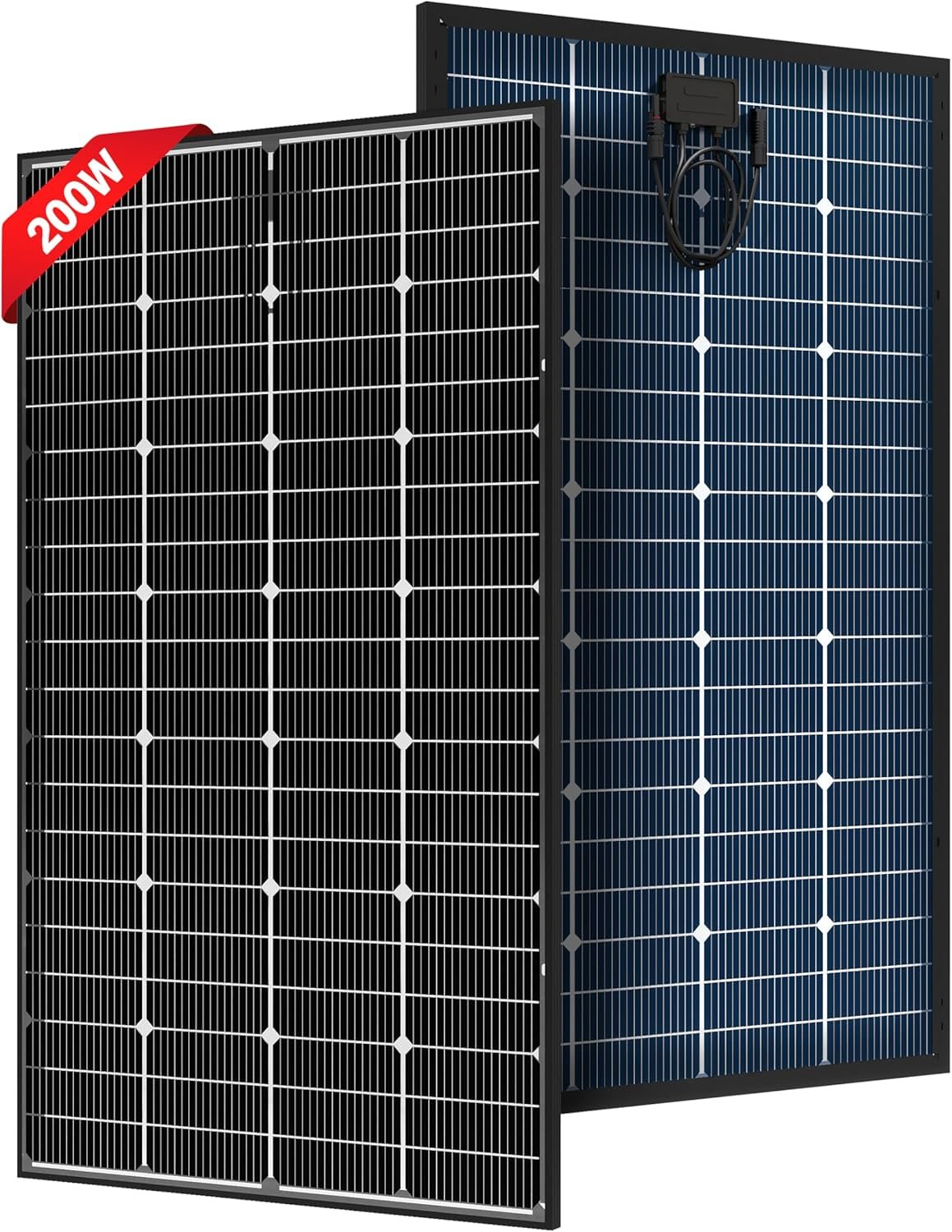 JJN Bifacial 200 Watt Solar Panel, 16BB N-Type 200W 12V 25% High Efficiency 200W Solar Panels, Monocrystalline Solar Module for RV Home Farm Trailer Camper Marine Off-Grid Solar System